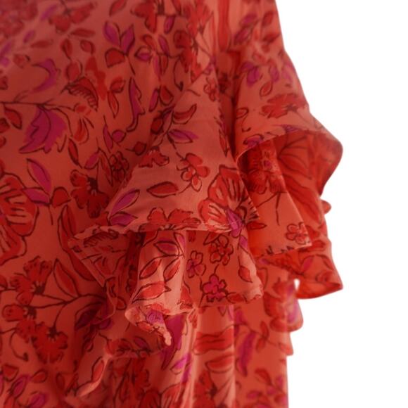 Vineyard Vines Papaya Floral Ruffle Sleeve Dress - L - Picture 3 of 8